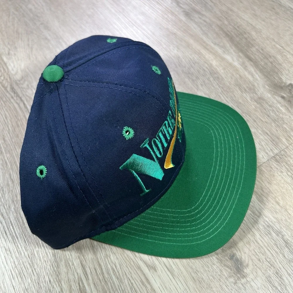 VTG Notre Dame Fighting Snapback Hat College Youngan Blue Green Cap - Picture 8 of 9